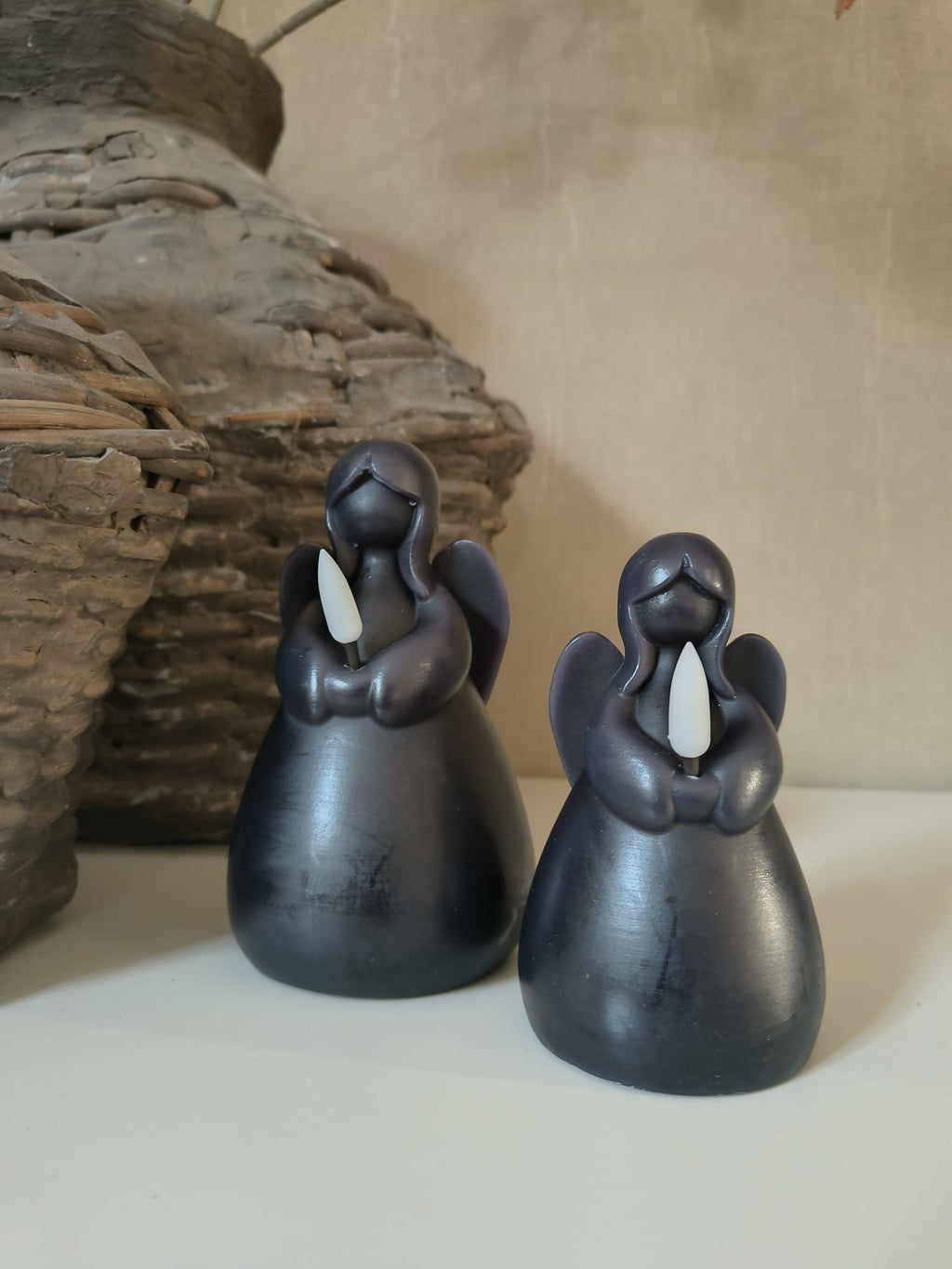 Led kaars engel zwart