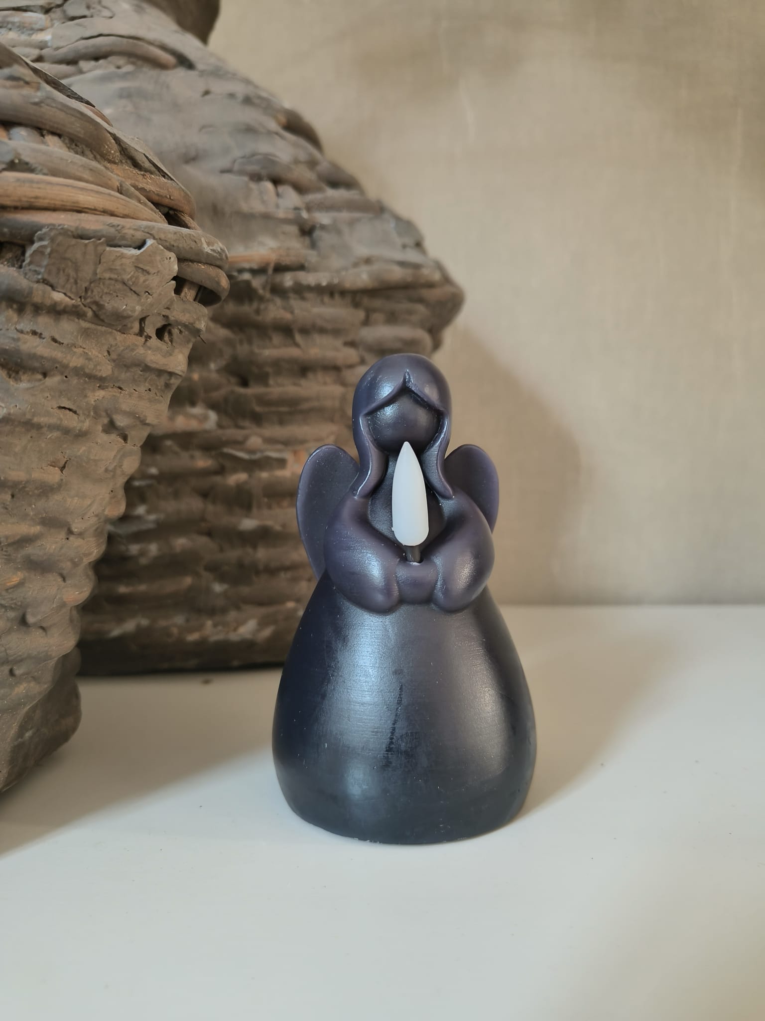 Led kaars engel zwart