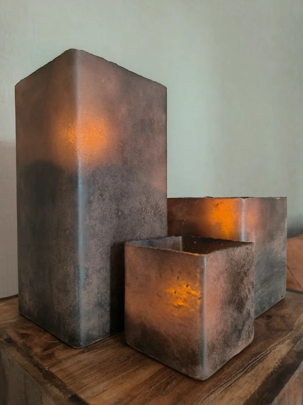 Windlicht roest vierkant