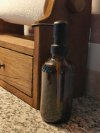 Glazen zeepdispenser amber