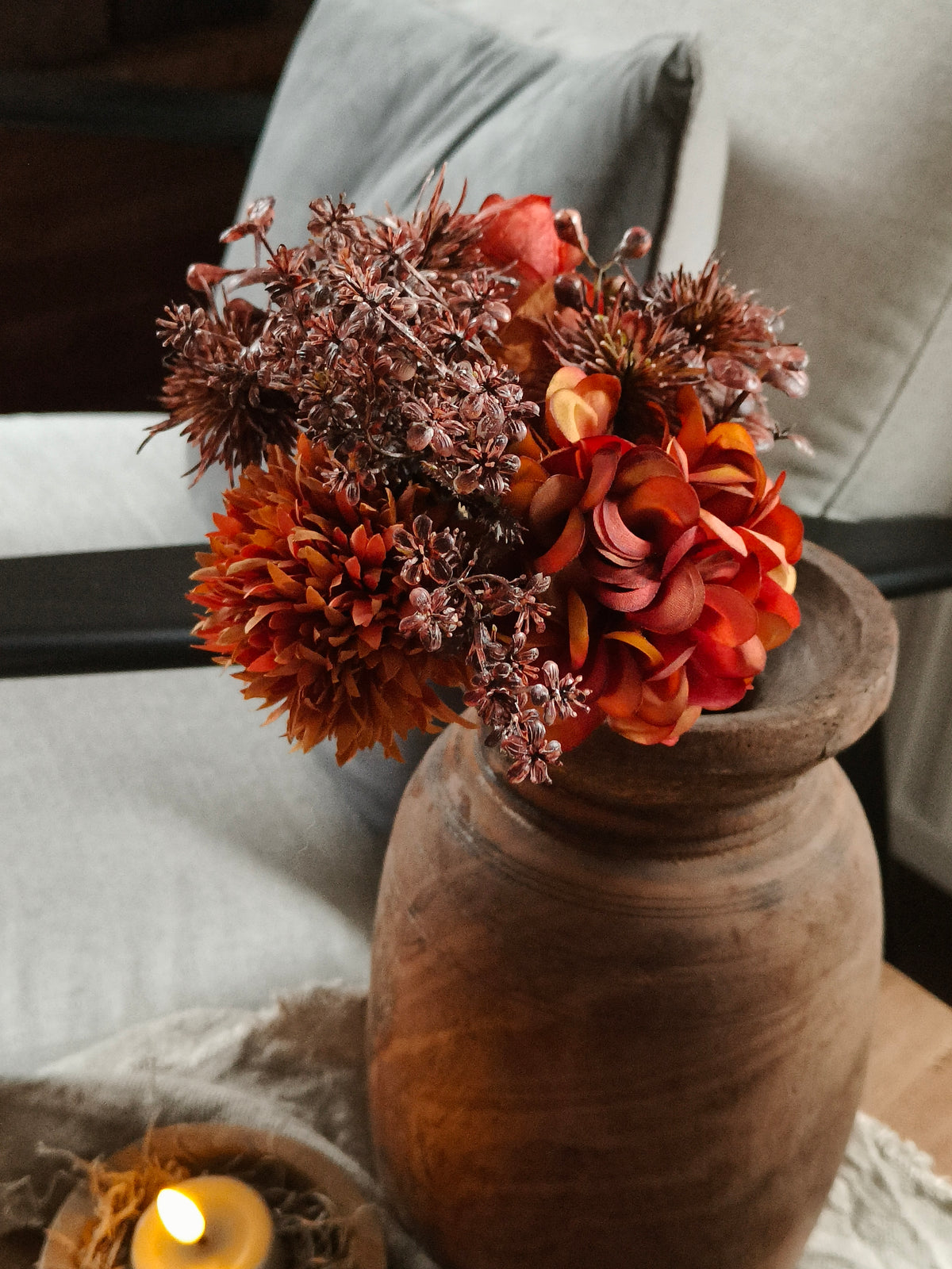 Herfst boeket met kunstbloemen