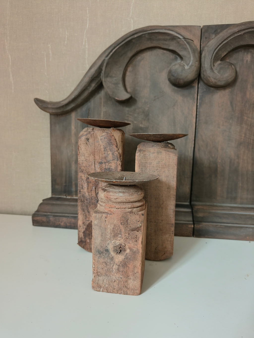 Houten kandelaar