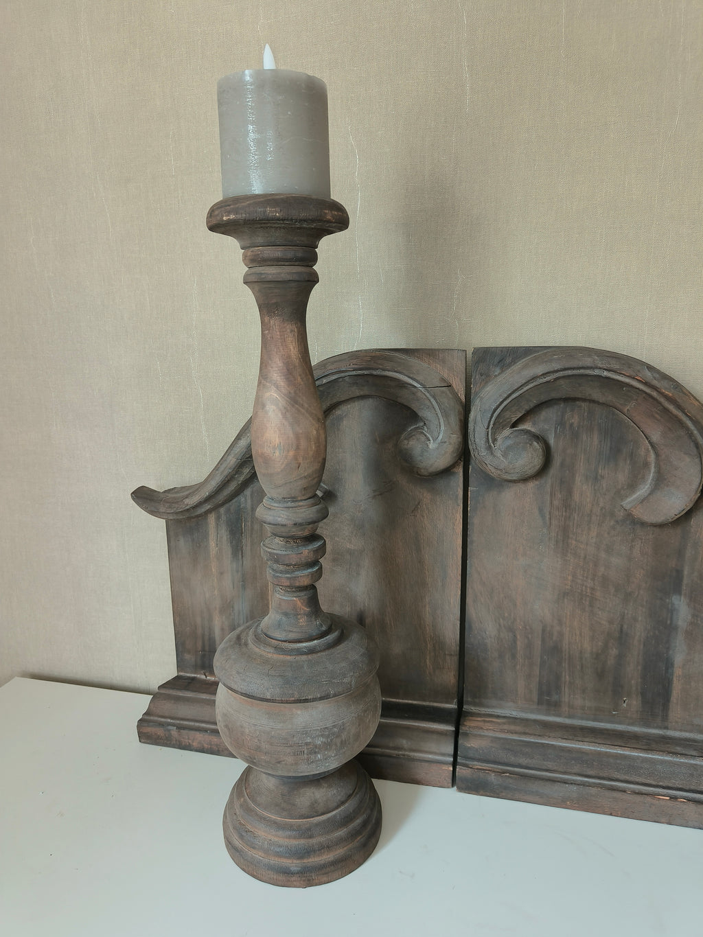 Houten kandelaar