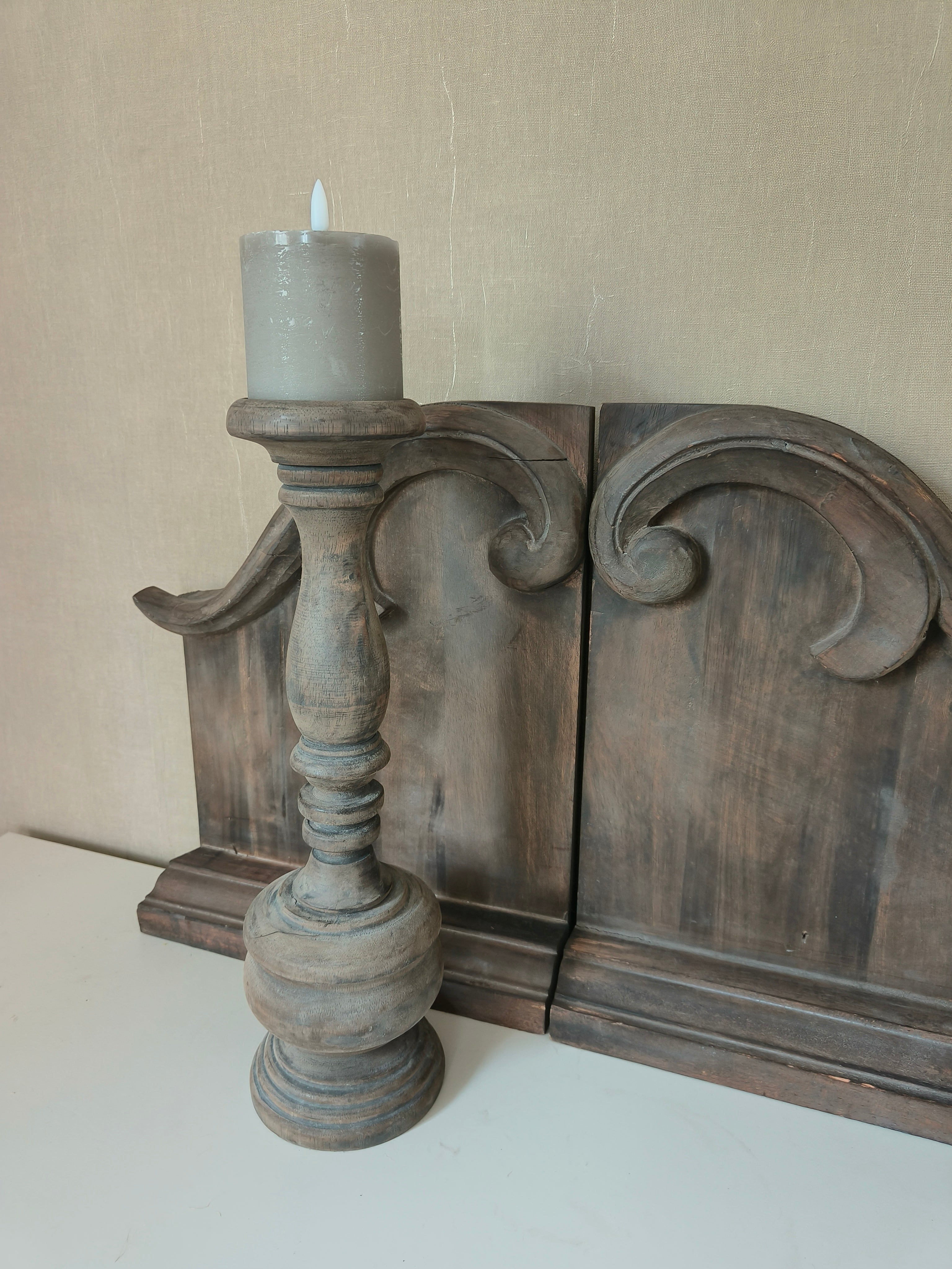 Houten kandelaar