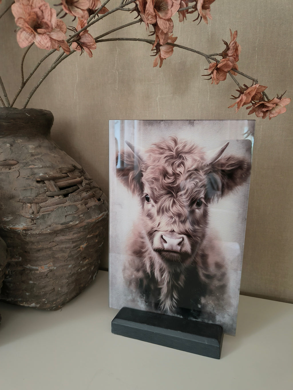 Wandbord schotse hooglander (Glas)